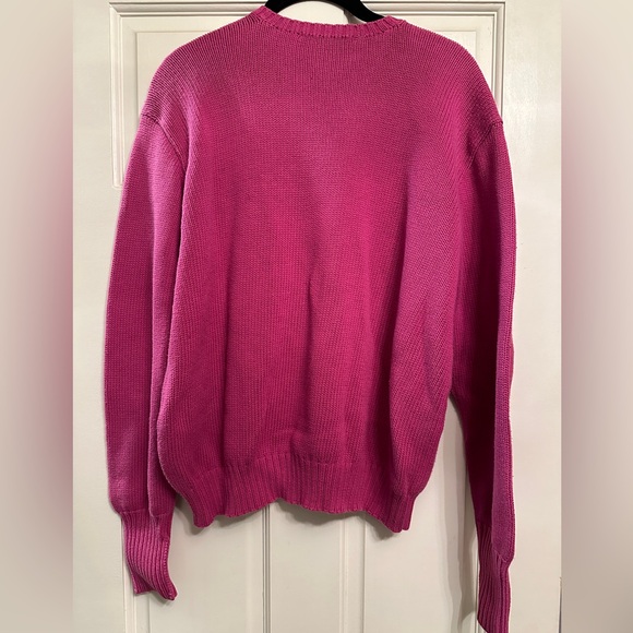 Ralph Lauren Sport Cotton Raspberry/Hot Pink V-Neck Sweater - Picture 4 of 4